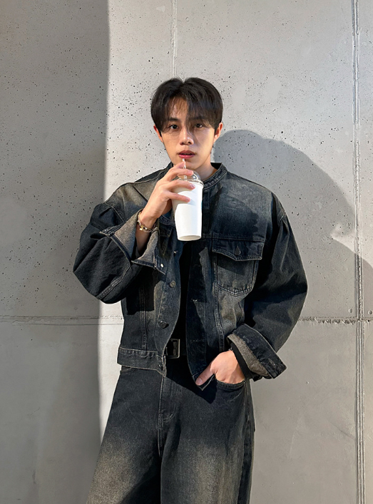 韓国風モノトーンセットアップ商品画像