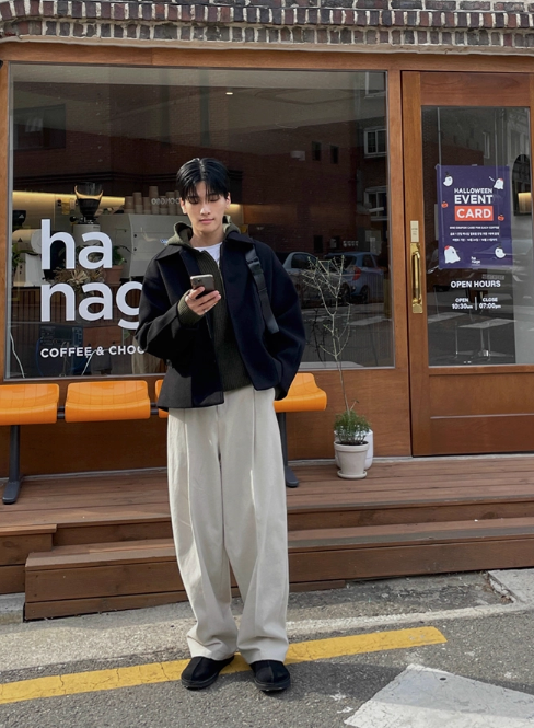 センタープレス入りワイドスラックス商品画像