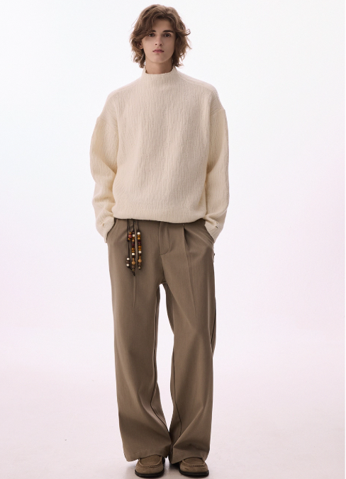 リブ編みモックネックトップス商品画像