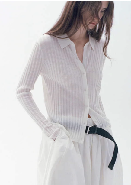 襟付きシアーカーディガンの商品画像