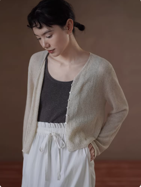 リヨセル×リネン混素材のカーディガンの商品画像