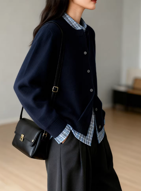 フェイクレイヤード仕様のカーディガンの商品画像