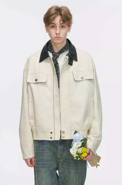 配色襟ショート丈ブルゾンの商品画像