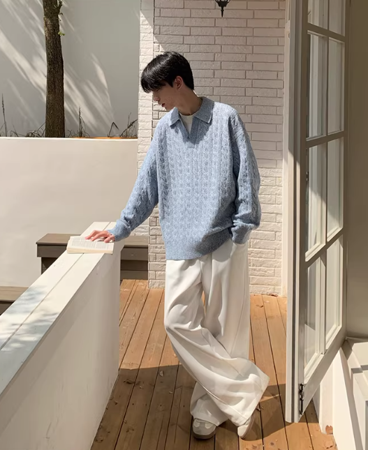 襟付きジャガードニット商品画像