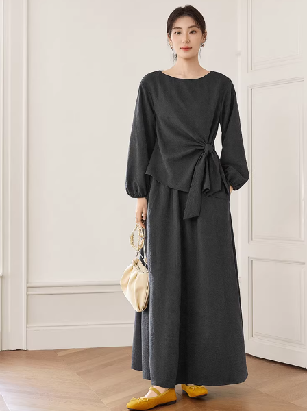 ウエストリボントップス×スカートセットアップ