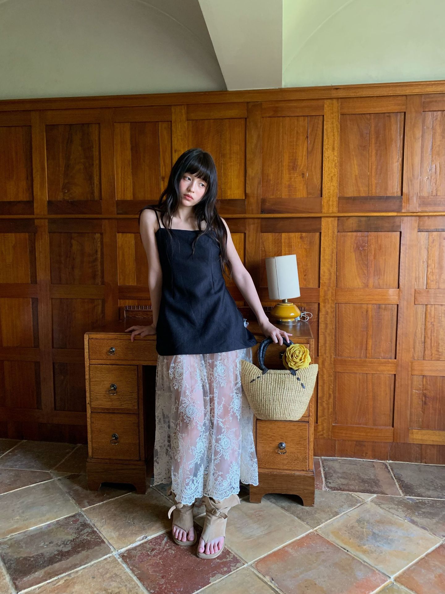 レースレイヤードキャミワンピースの商品画像