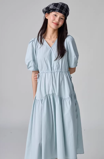 Vネックティアードロングワンピース商品画像