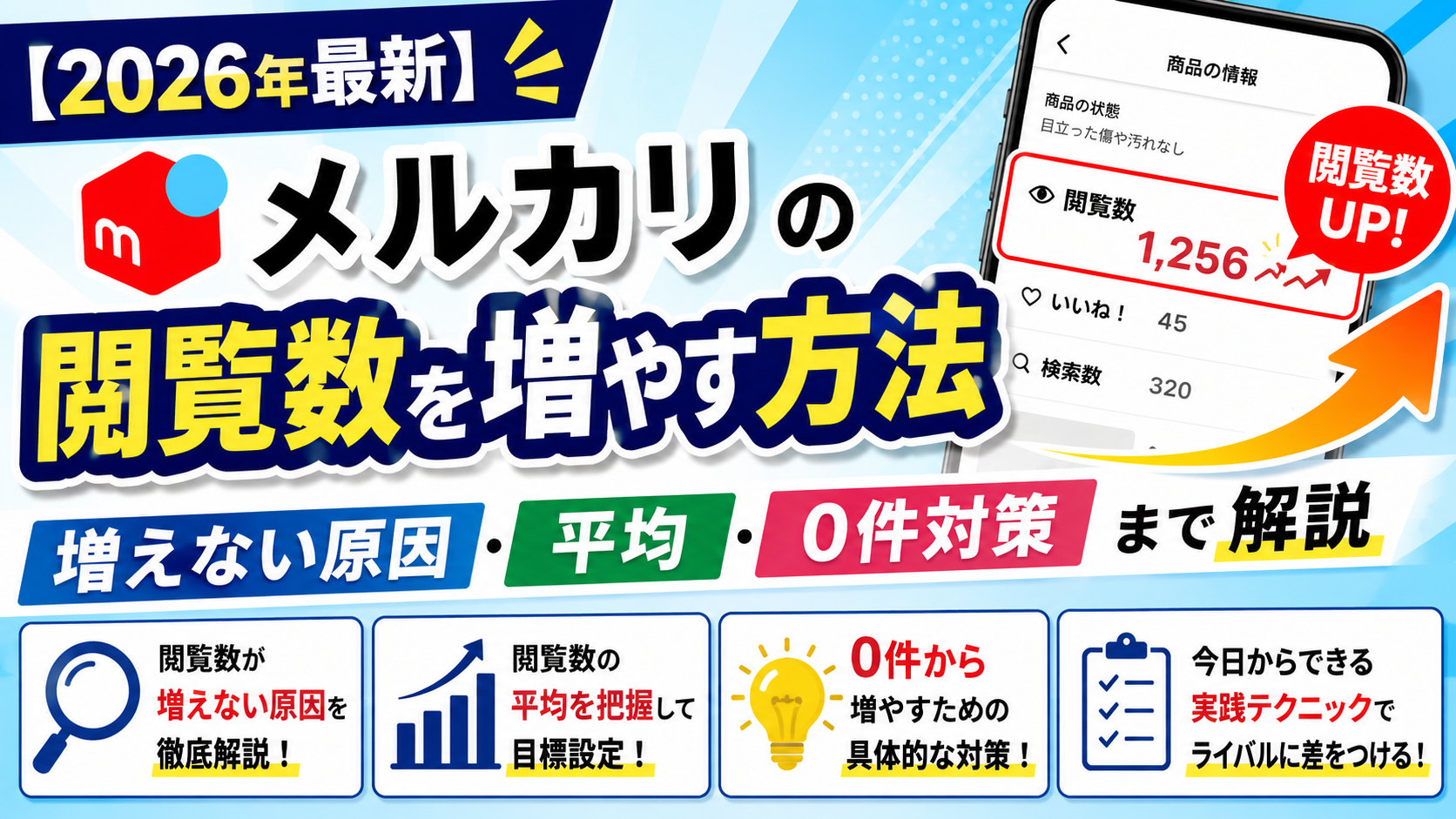 メルカリの閲覧数を増やす方法の横長サムネイル画像