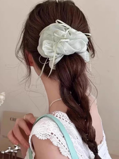 オーガンジーフラワーリボンヘアクリップの商品画像