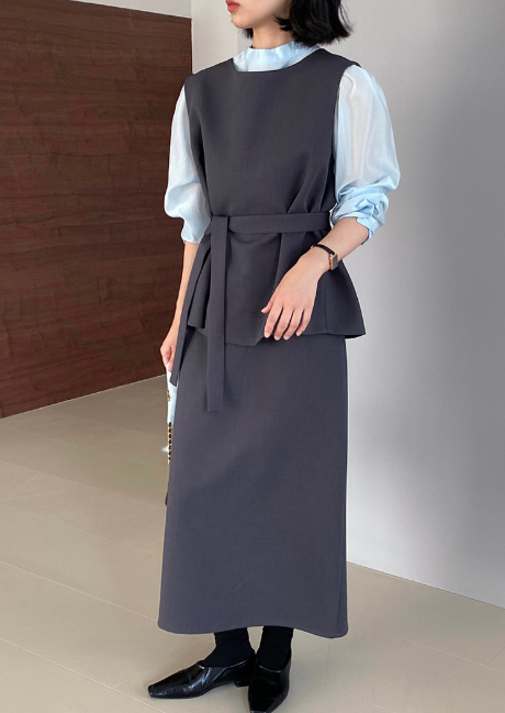 ノースリーブベスト&ロングスカートセットアップ